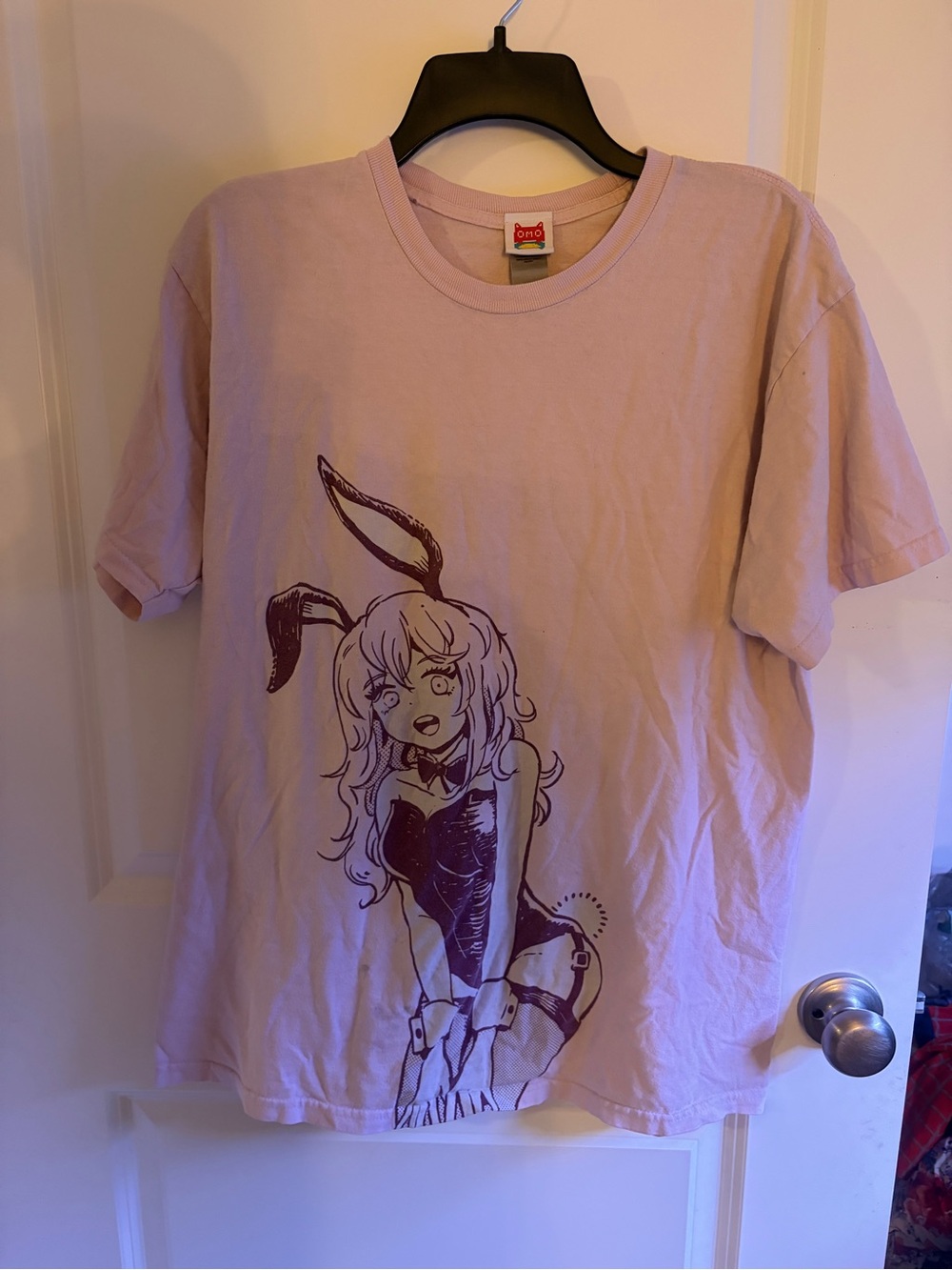 Omocat anime Bunny girl Graphic Tee - Light Pink
